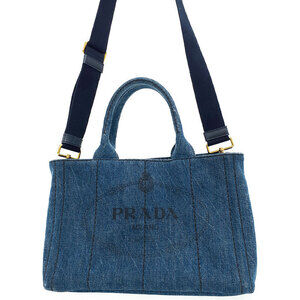 PRADA Canapa Denim Handbag Bag
